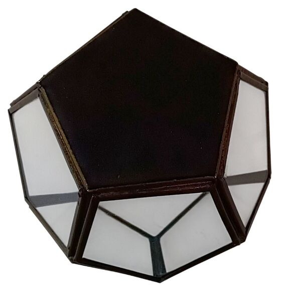 Geometric Glass Brass Terrarium Octagon Planter Display Case Candle Holder Vtg - Picture 3 of 16